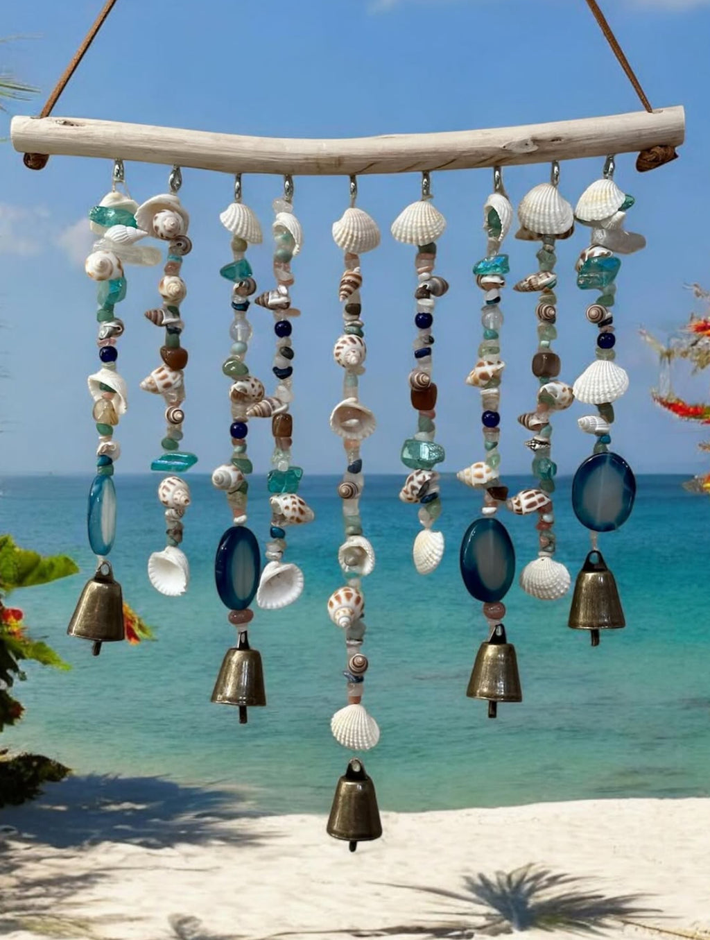 Amour Bleu Océan - natural stones, crystals and shells wind chime