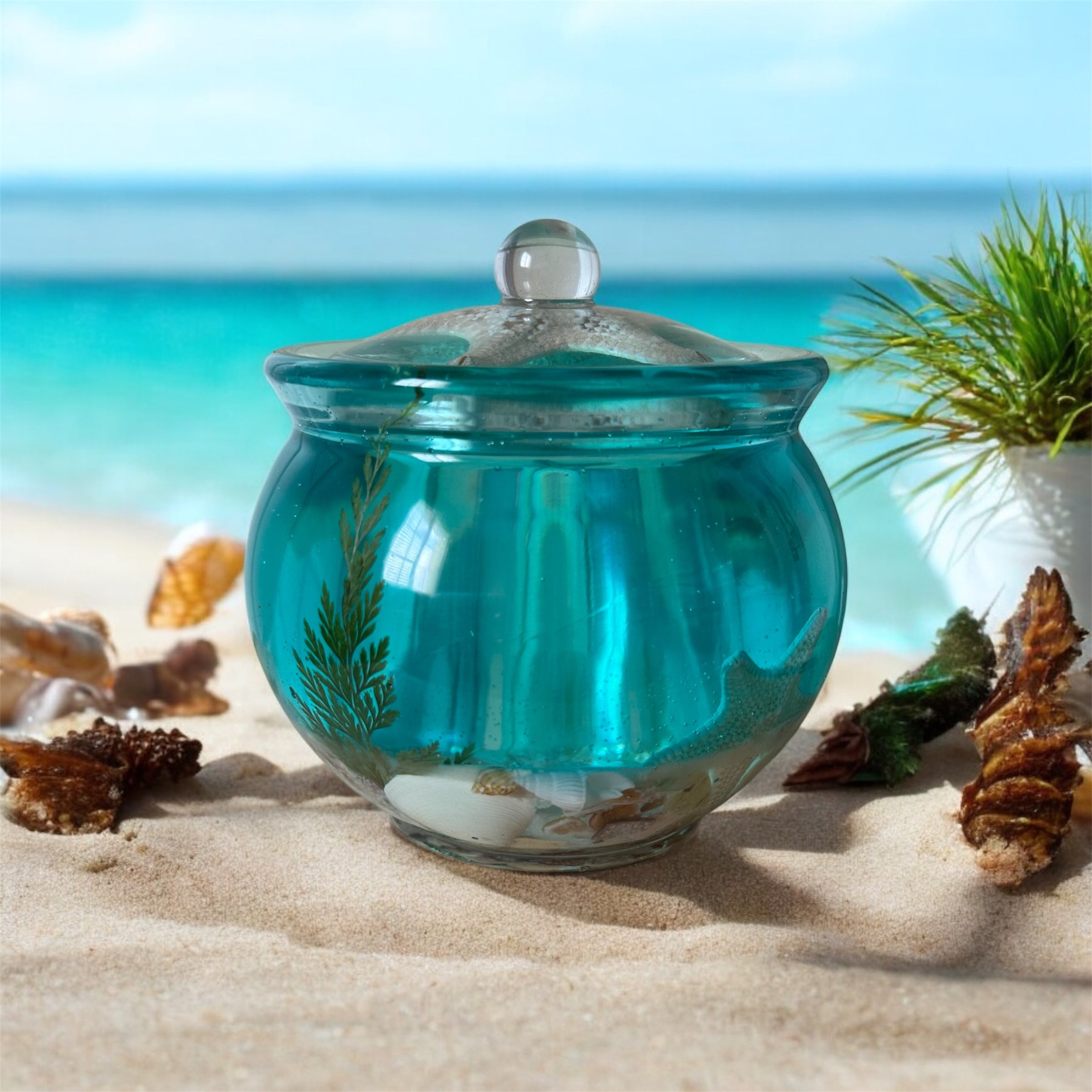 Ocean Starfish Keepsake Jar – Handmade Resin Art