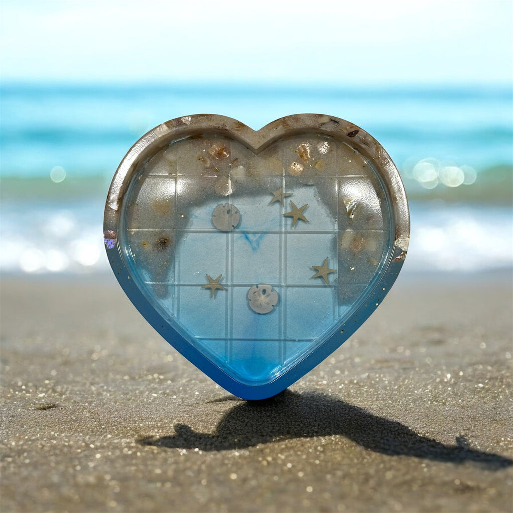 Ocean Treasures Heart Dish – 7" Resin Trinket Tray