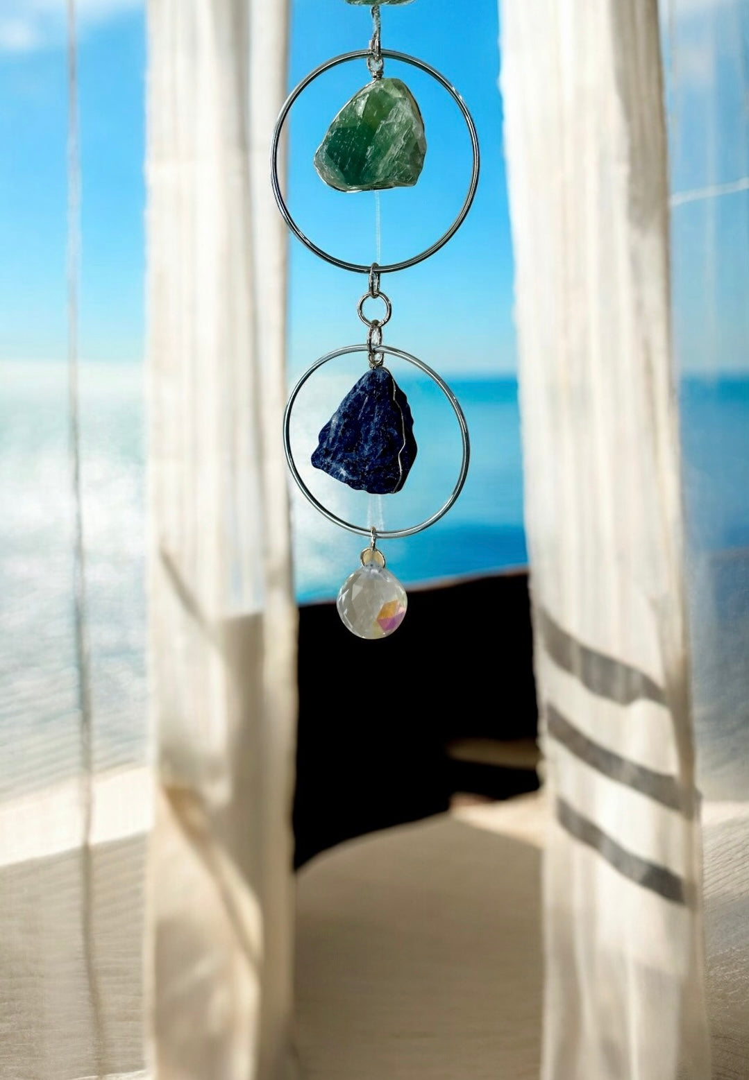 Sodalite & Fluorite Crystal Suncatcher