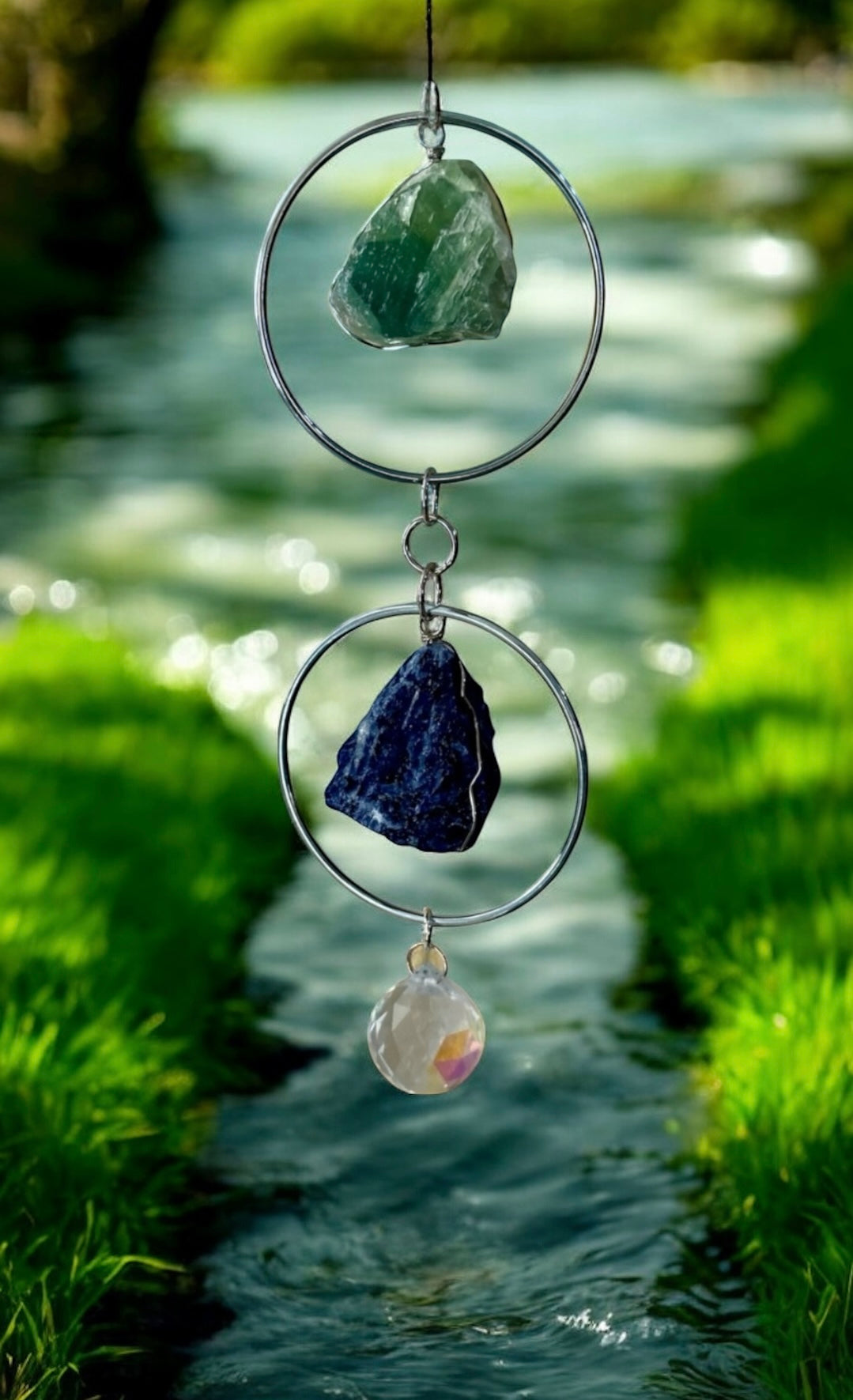 Sodalite & Fluorite Crystal Suncatcher