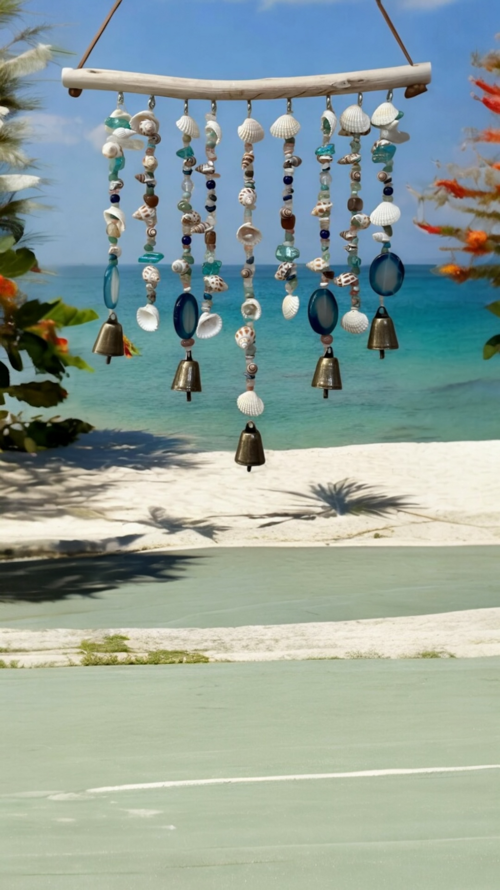 Amour Bleu Océan - natural stones, crystals and shells wind chime