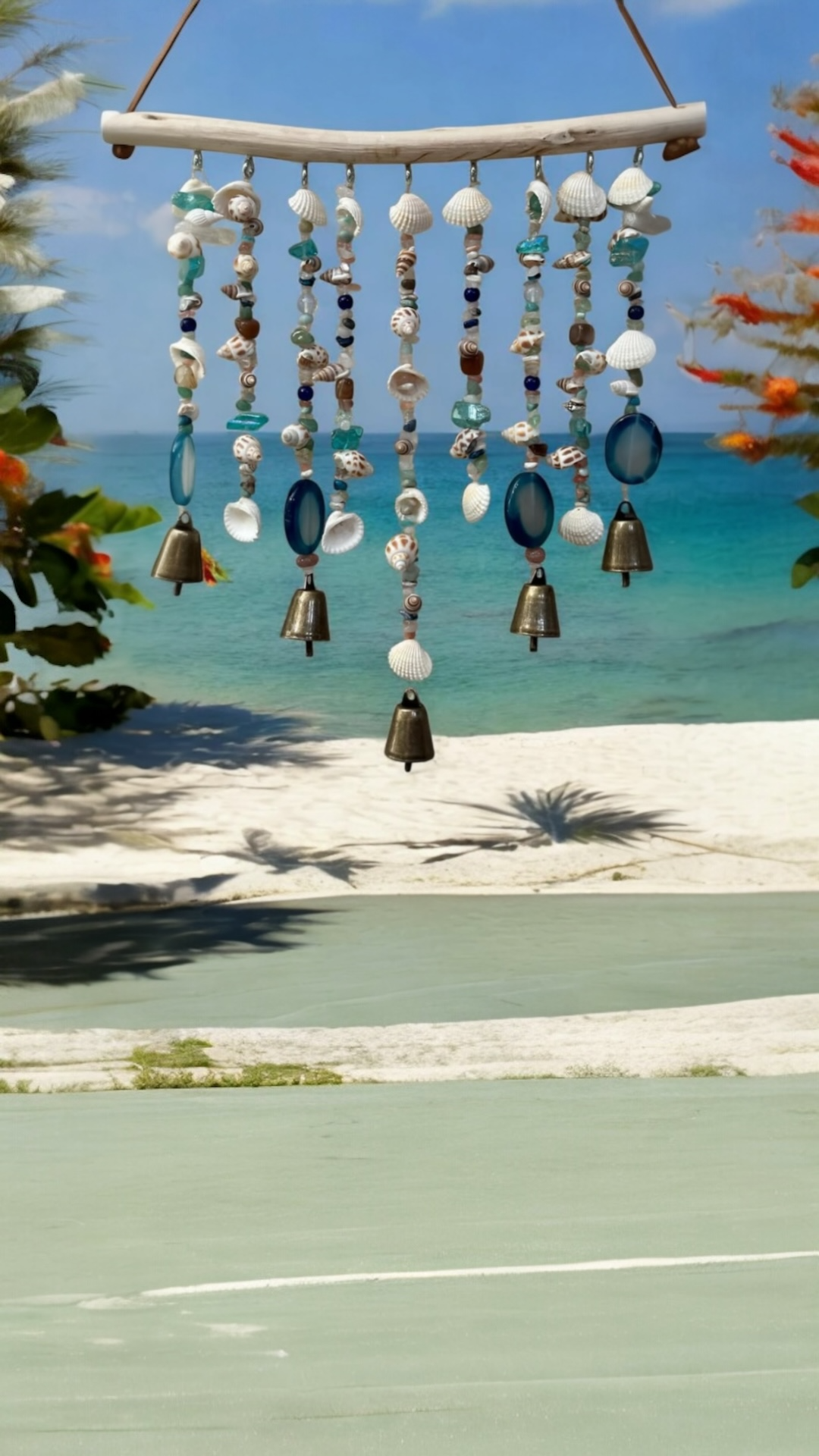 Amour Bleu Océan - natural stones, crystals and shells wind chime