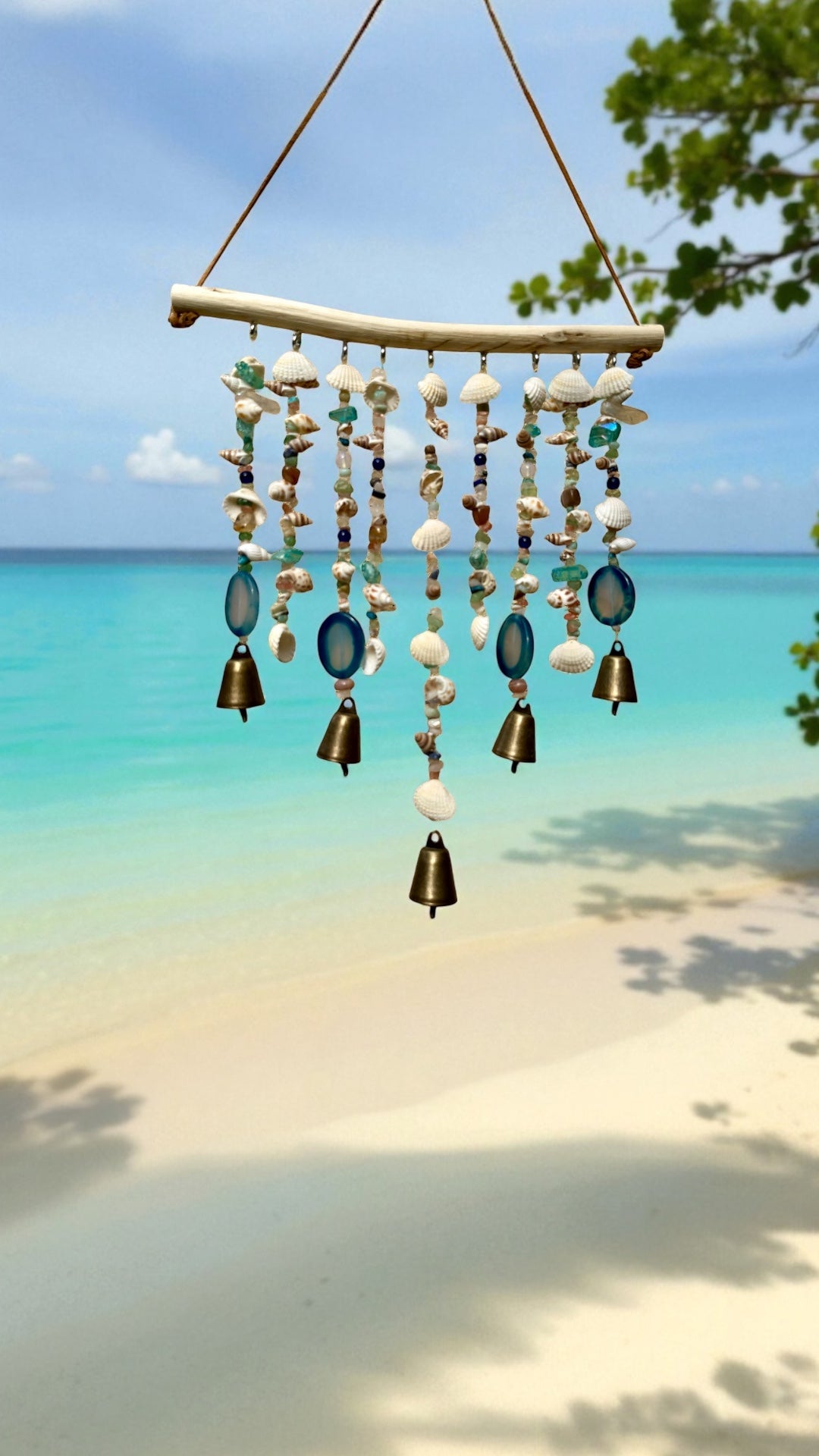 Amour Bleu Océan - natural stones, crystals and shells wind chime