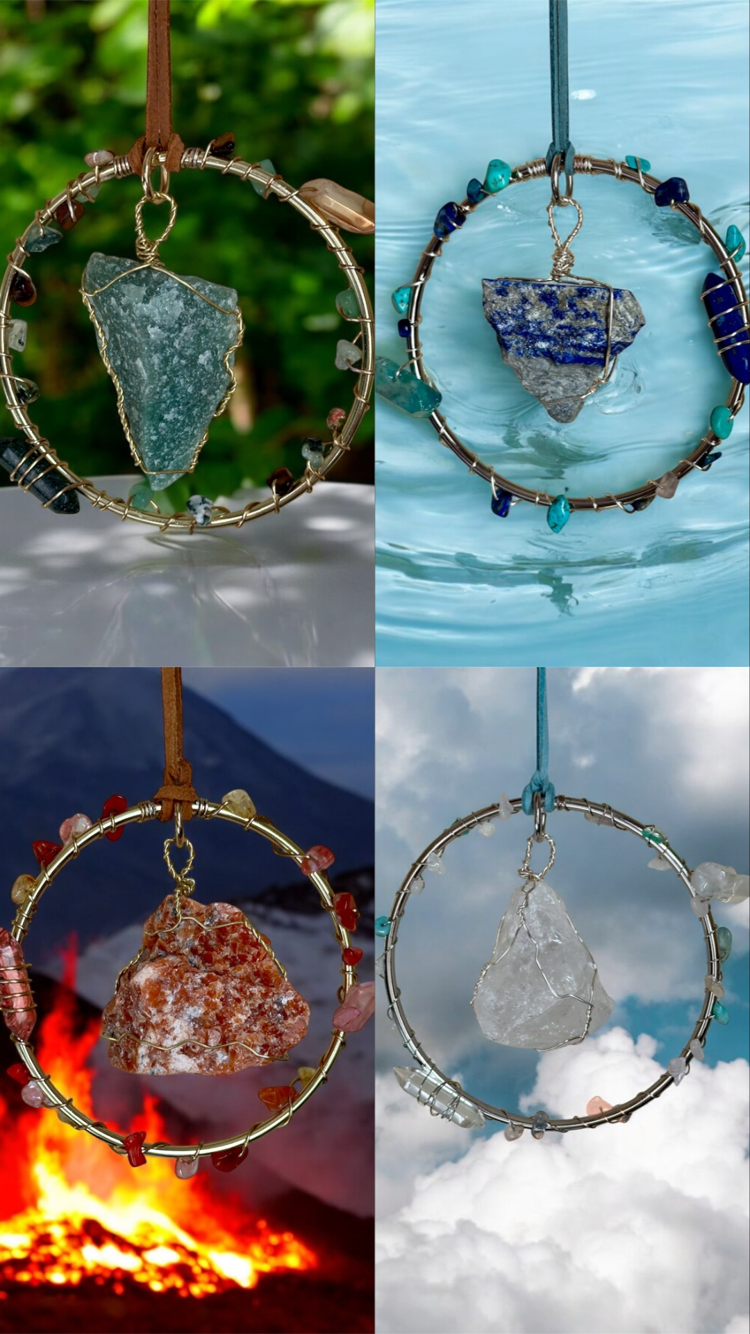 Elemental Energies Crystal Suncatcher Set (4-Piece Collection)