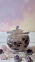 Crystal Heart of Light™ | Rose Quartz & Amethyst LED Jar