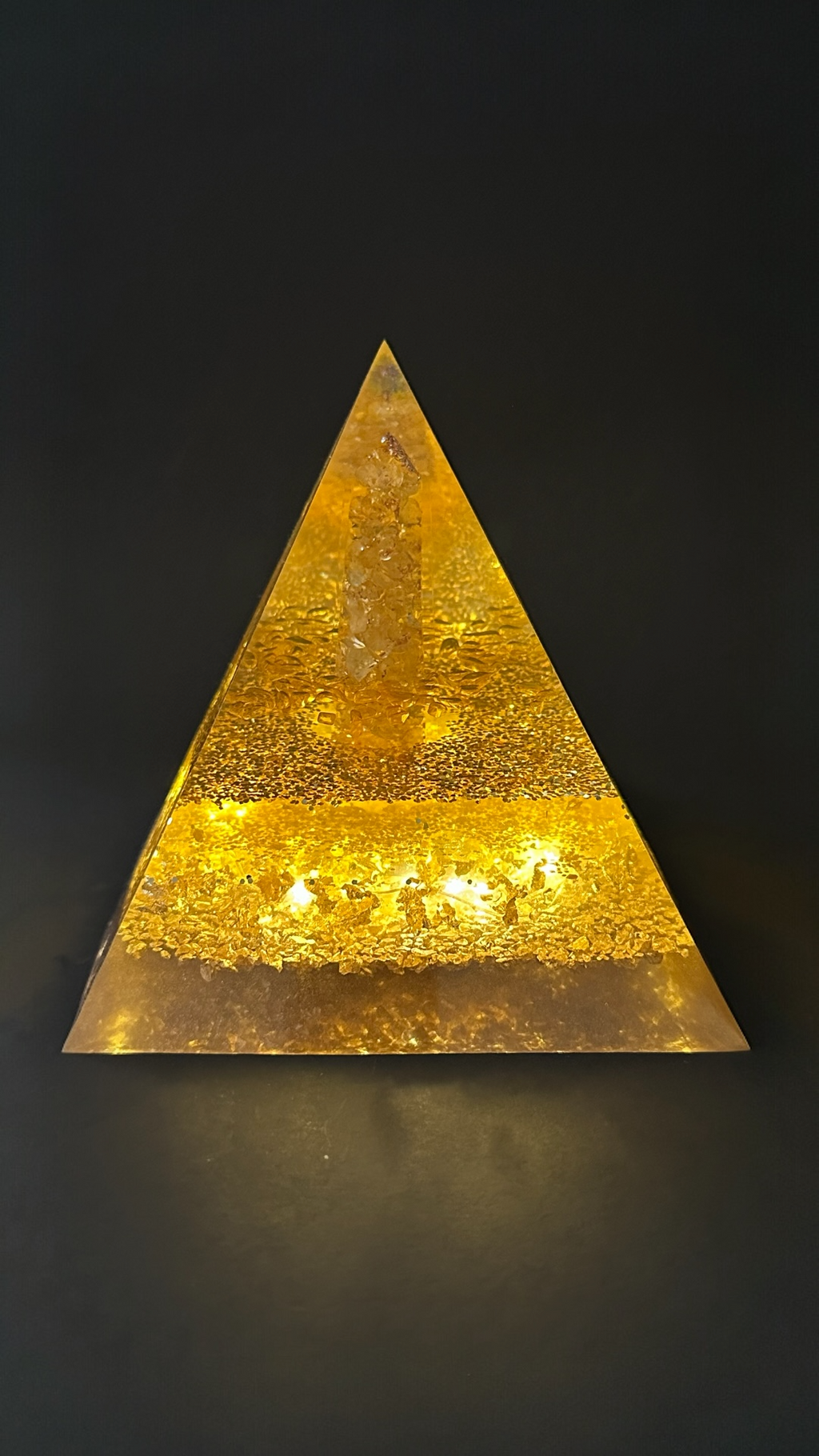 Gold Orgonite LED Pyramid