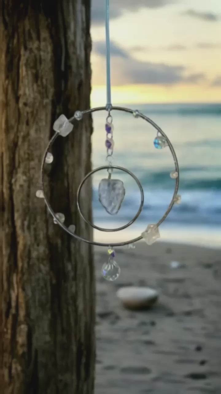 Blue Calcite Crystal Suncatcher