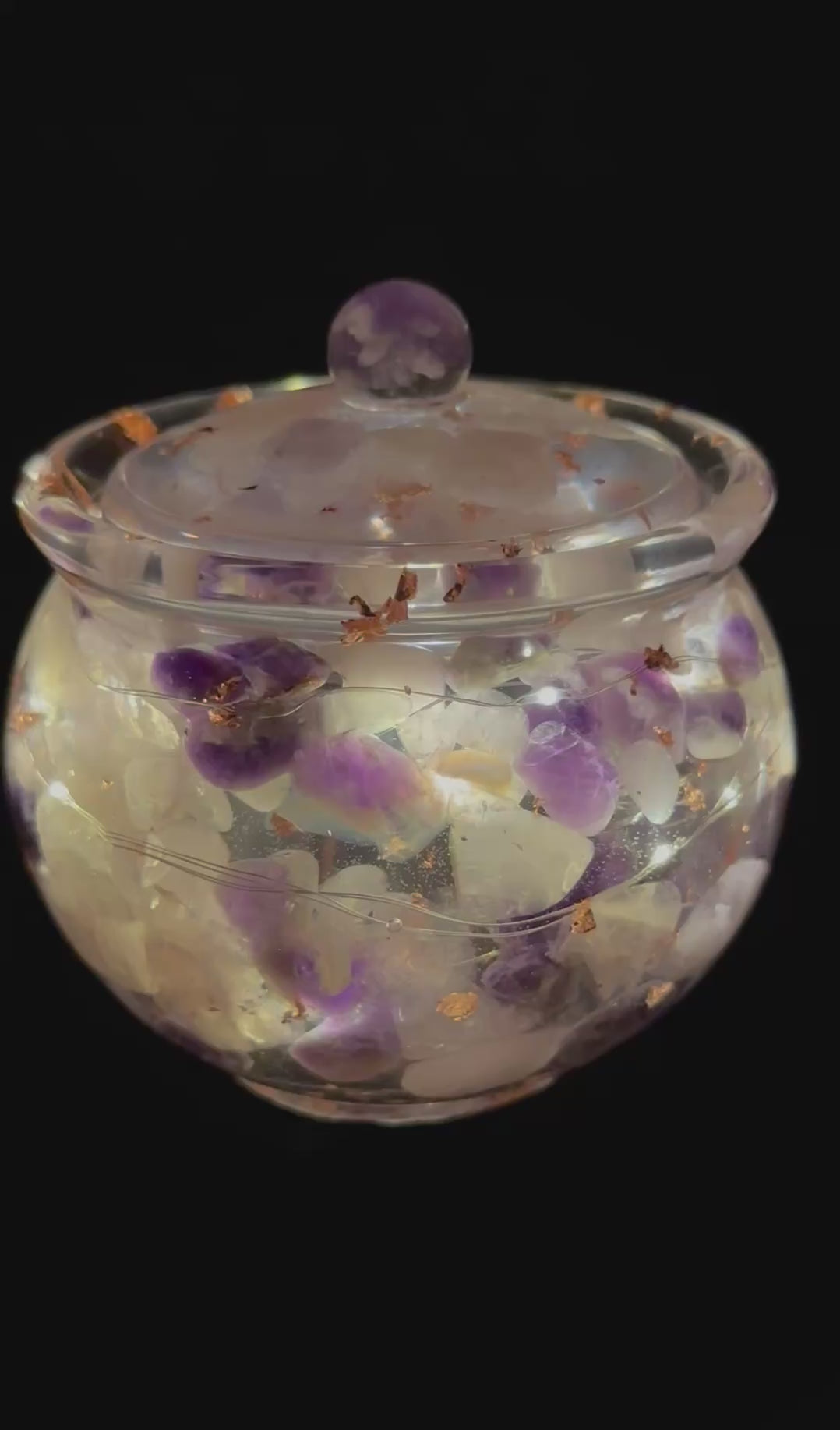 Crystal Heart of Light™ | Rose Quartz & Amethyst LED Jar