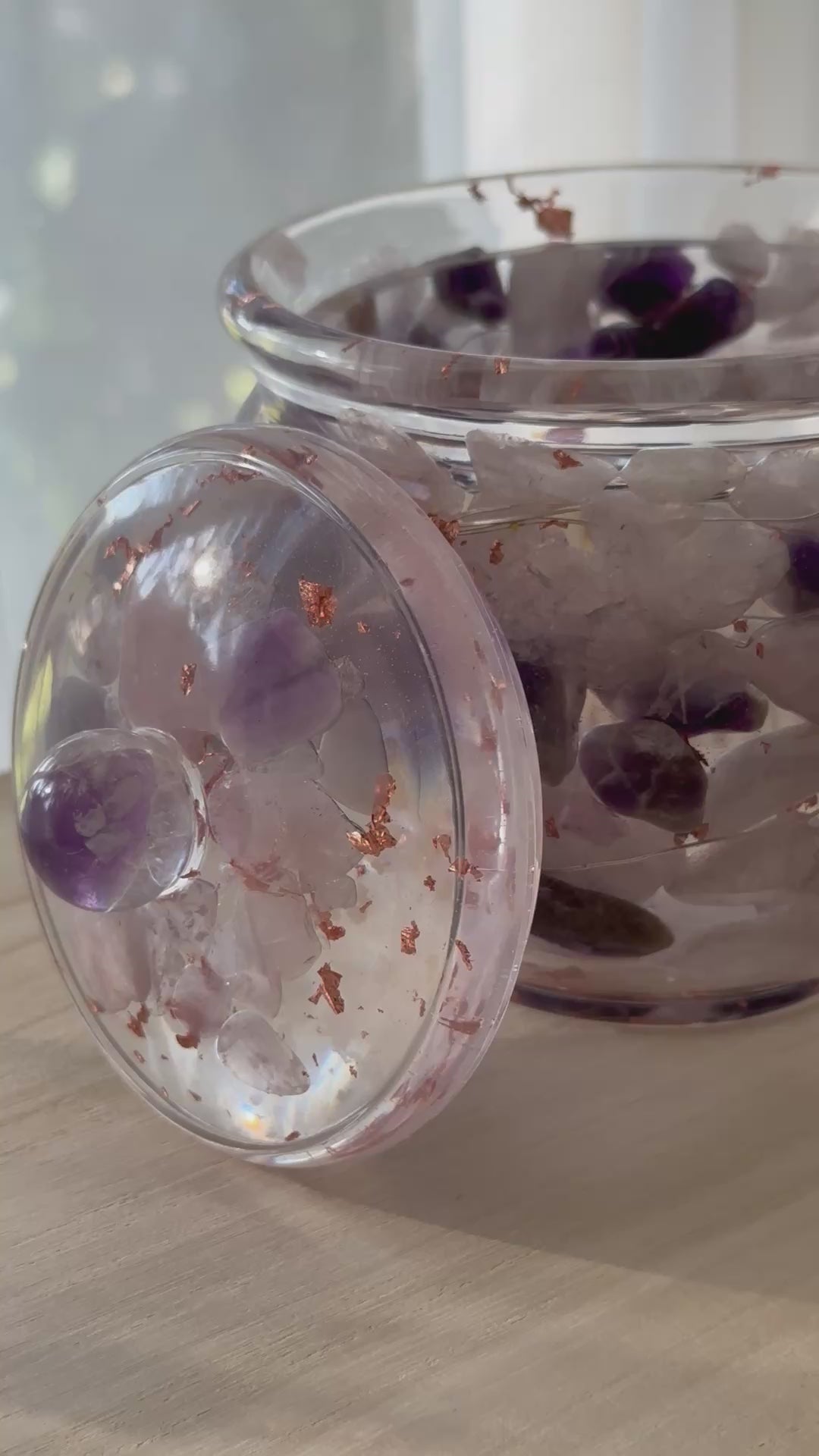 Crystal Heart of Light™ | Rose Quartz & Amethyst LED Jar